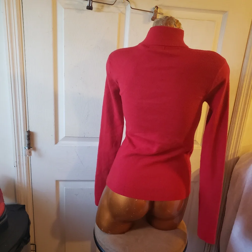 CARMAR red chest Cutout Sweater mock neck S